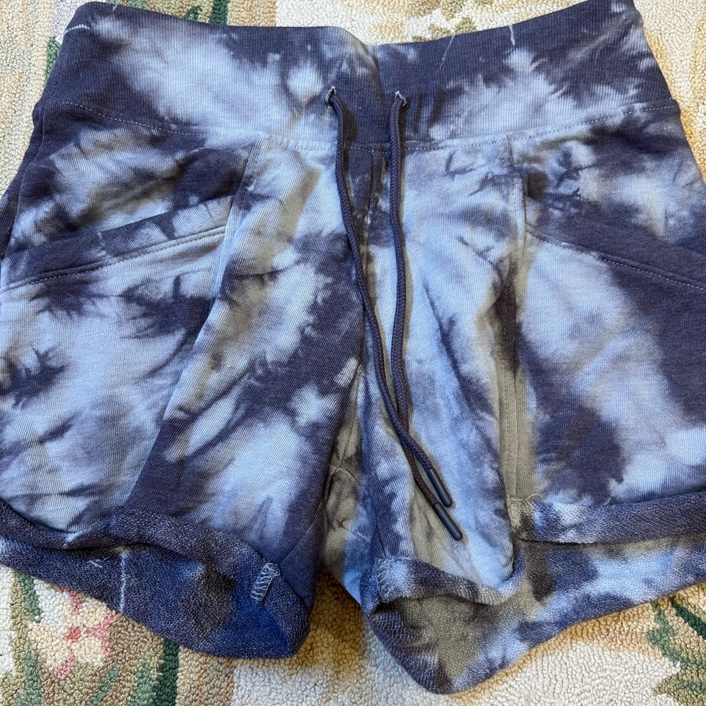 Dark purple terry cloth tie dye sweatshorts
